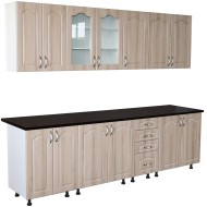 Bucatarie Zebra 260 cm din MDF Sonoma Mustata cu blat termoizolant negru Bucatarie Zebra 260 cm din MDF Sonoma Mustata cu blat termoizolant negru